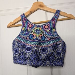 Athleta Womens Bikini Top Bra High Neck  36 B C Underwire Bottom Blue Swimwear